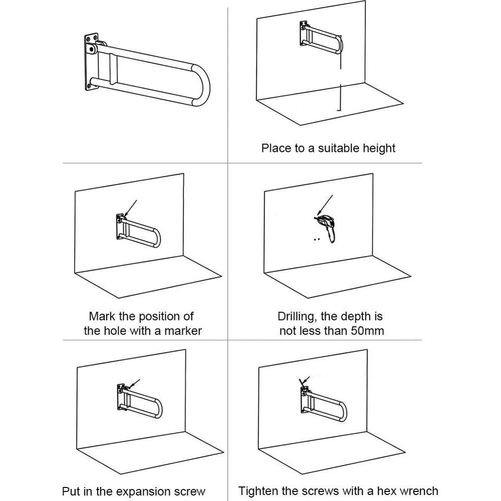 Botabay Handicap Grab Bar 23.6in Toilet Safety Rail‎ Foldable Bathroom Aid